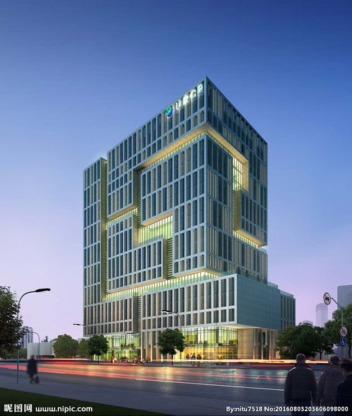 方格子设计公司夜景建筑效果图图片