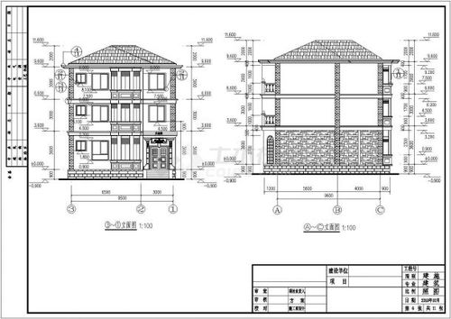 某地区三层框架结构别墅建筑设计施工图