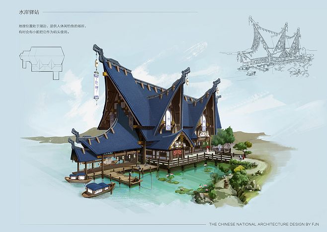 艺数绘学员场景作品 游戏原画 单体建筑 室内建筑 沙盘设计