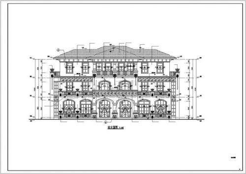 保定某小区三层连拼别墅建筑设计施工图