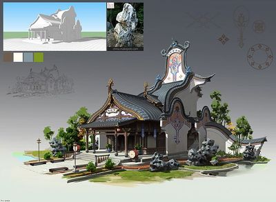 徽派建筑 单体建筑设计 洛克猴作品 CG原画 游戏场景